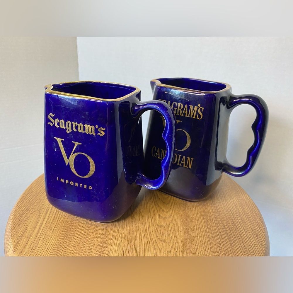 Seagrams Gin Blue & Gold Bar Pitchers (2) Vintage